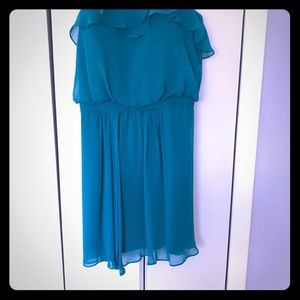 Cache strapless dress pretty blue green color